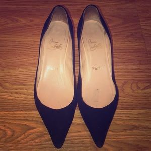 Black Suede Christian Louboutin wedge heels